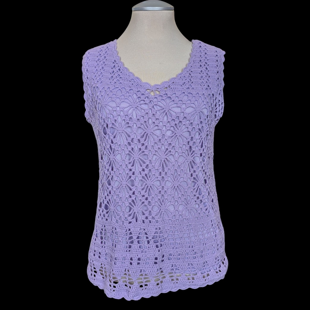 Denver Hayes Lilac Crochet Sleeveless Blouse